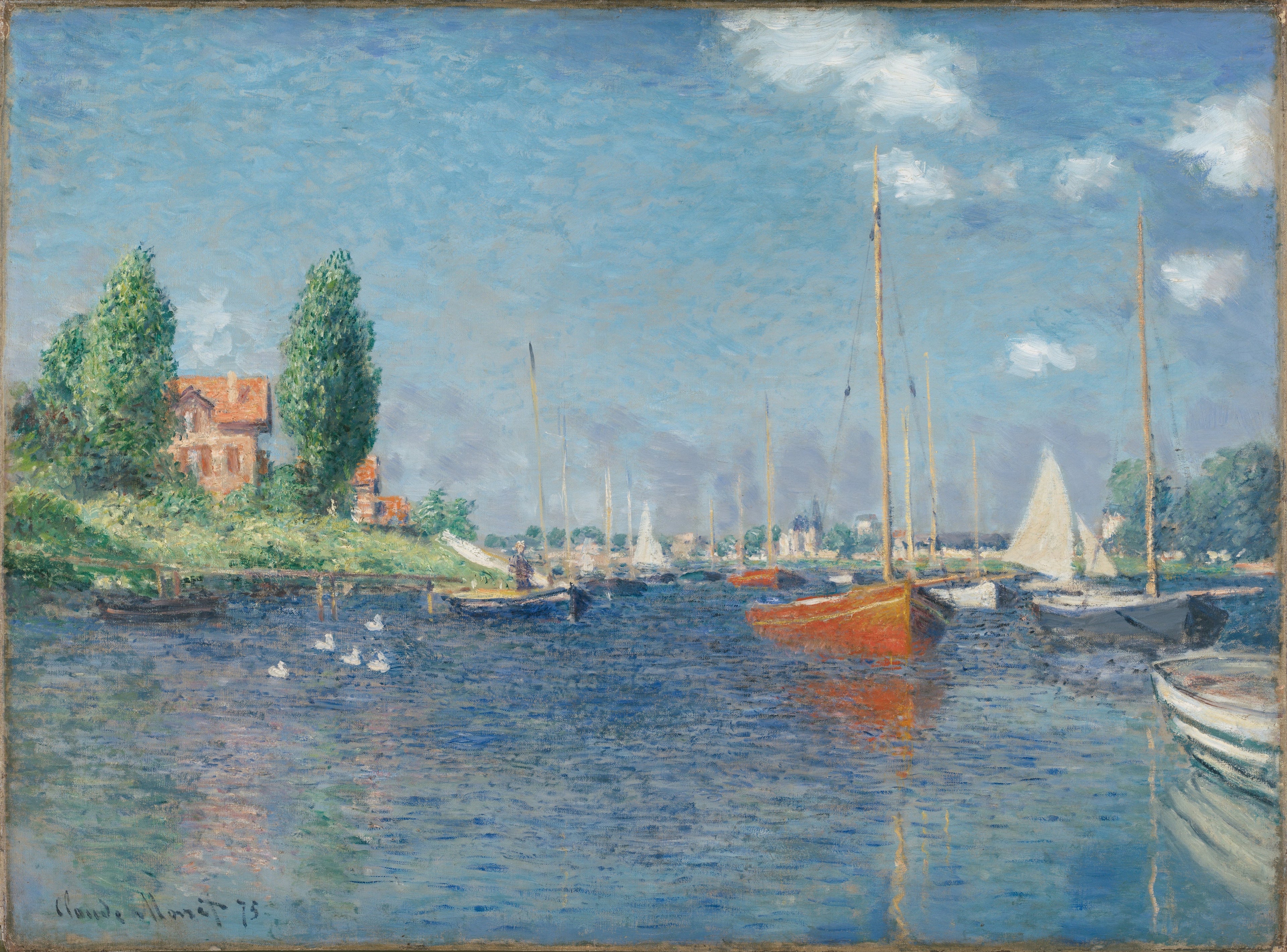 CLAUDE MONET Argenteuil Red Boats FINE ART PRINT Archival Paper Wall Decor