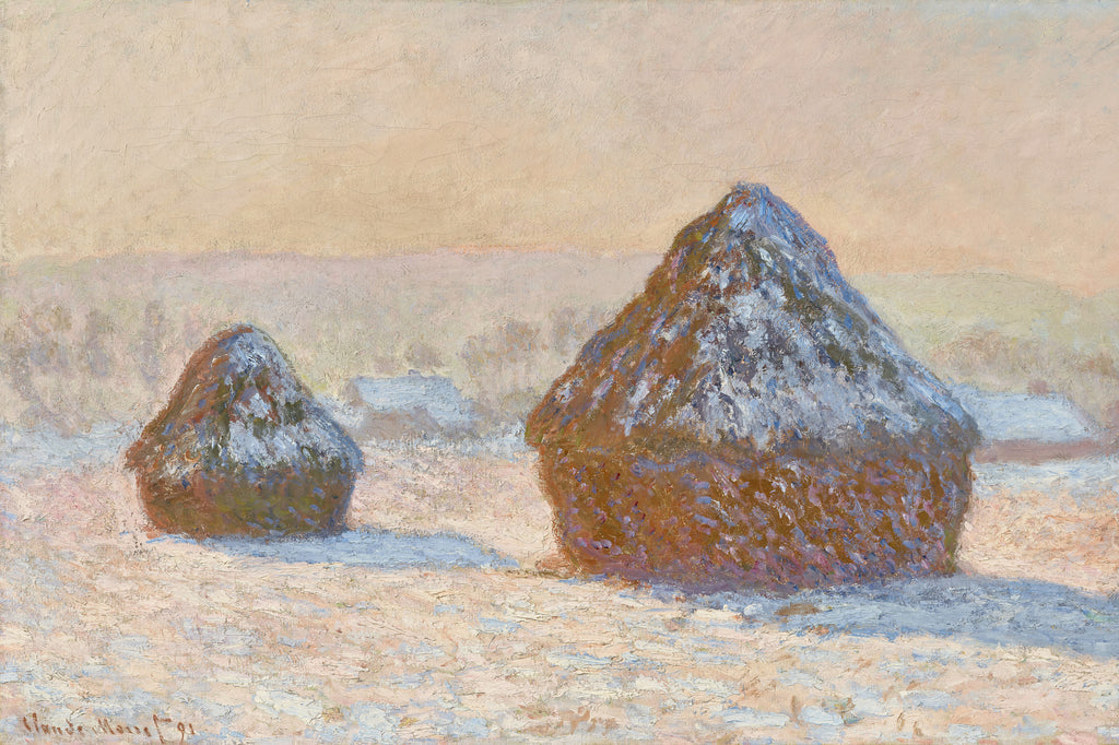CLAUDE MONET Haystacks Snow Effect FINE ART PRINT Archival Paper Wall Decor