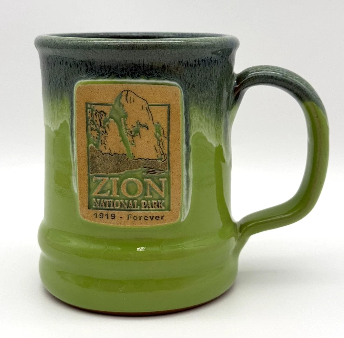 Deneen Pottery Kiwi Green Zion National Park Stoneware 2023 12 oz Coffee Cup Mug