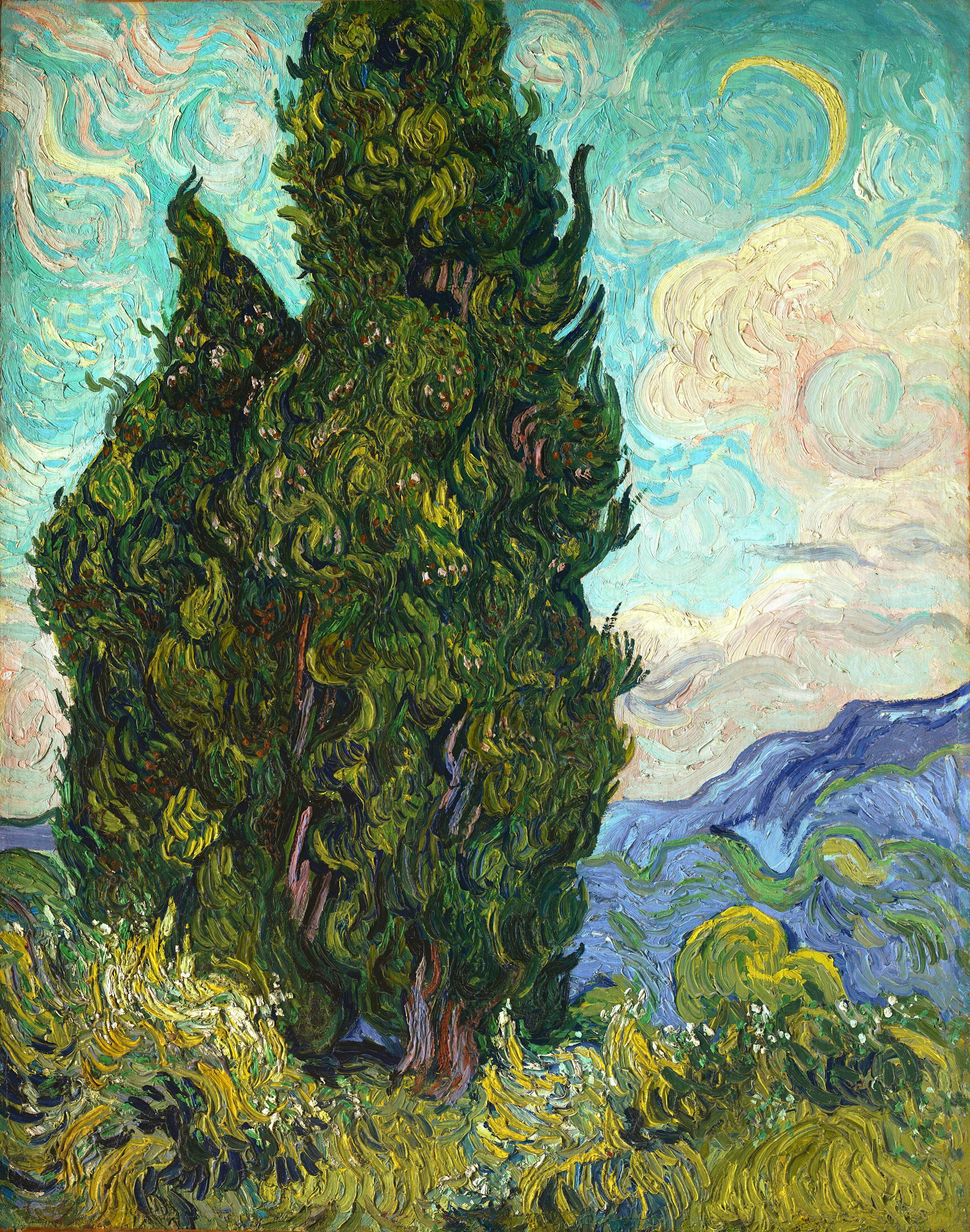 VINCENT VAN GOGH Cypresses FINE ART PRINT Archival Paper Wall Decor