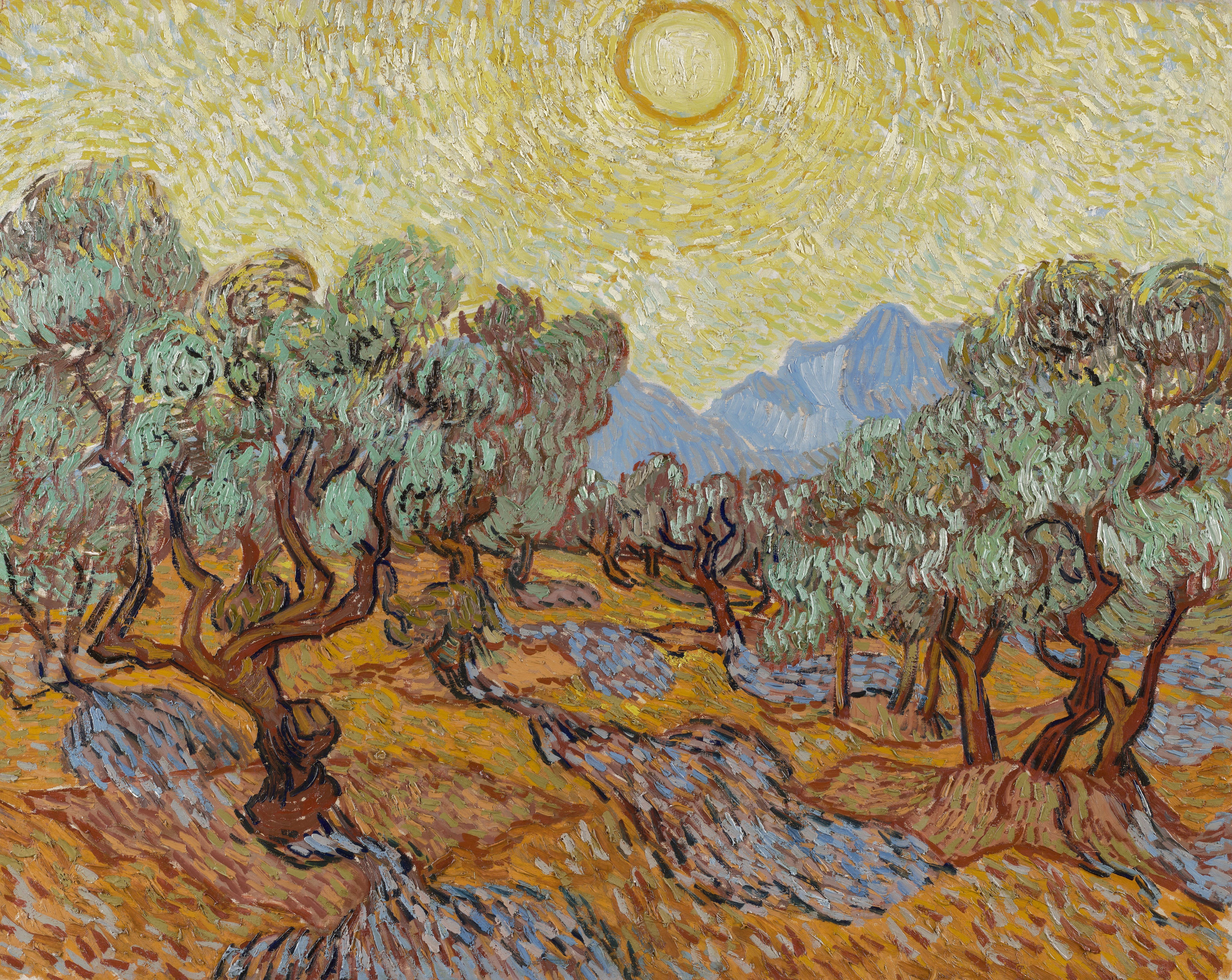 VINCENT VAN GOGH Olive Trees Yellow Sky Sun FINE ART PRINT Archival Paper Decor