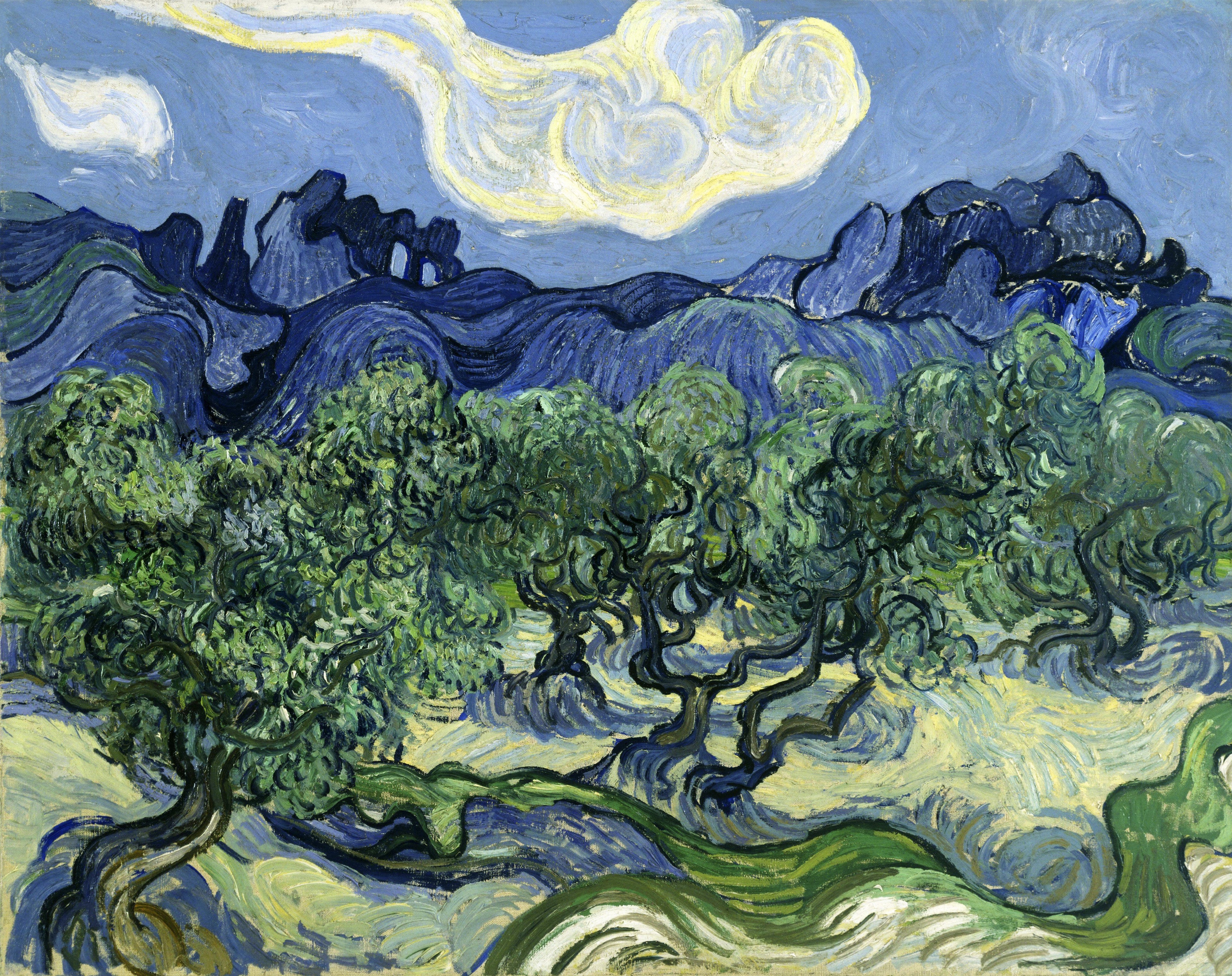 VINCENT VAN GOGH Olive Trees with Alpilles FINE ART PRINT Archival Paper Decor