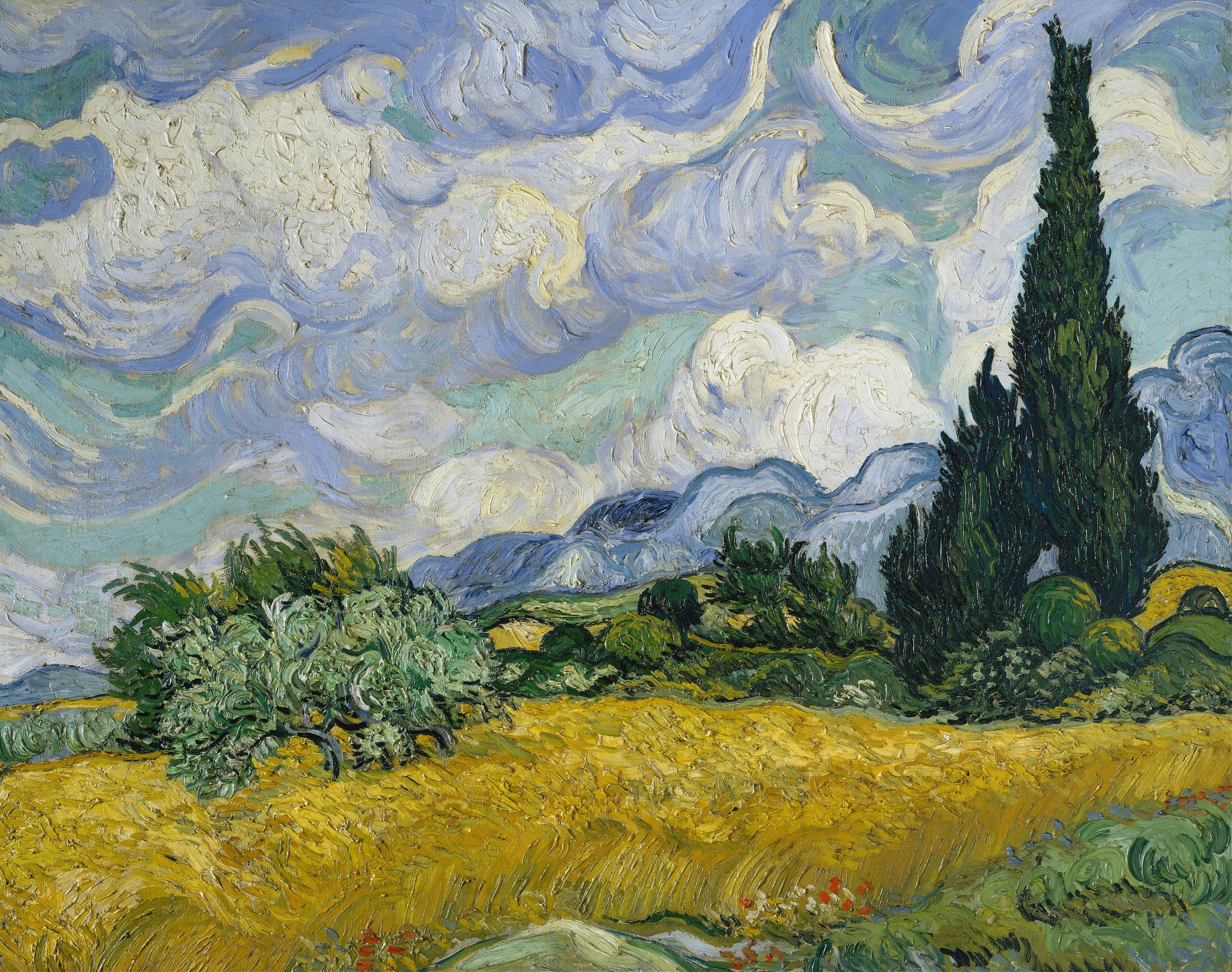 VINCENT VAN GOGH Wheat Field With Cypress FINE ART PRINT Archival Paper Decor