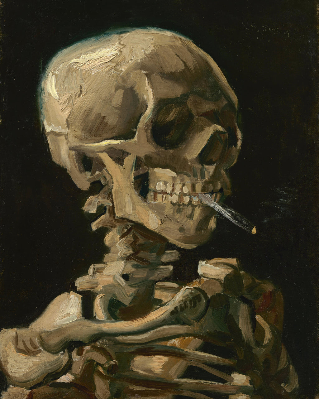 VINCENT VAN GOGH Skull Skeleton Burning Cigarette FINE ART PRINT Archival Paper